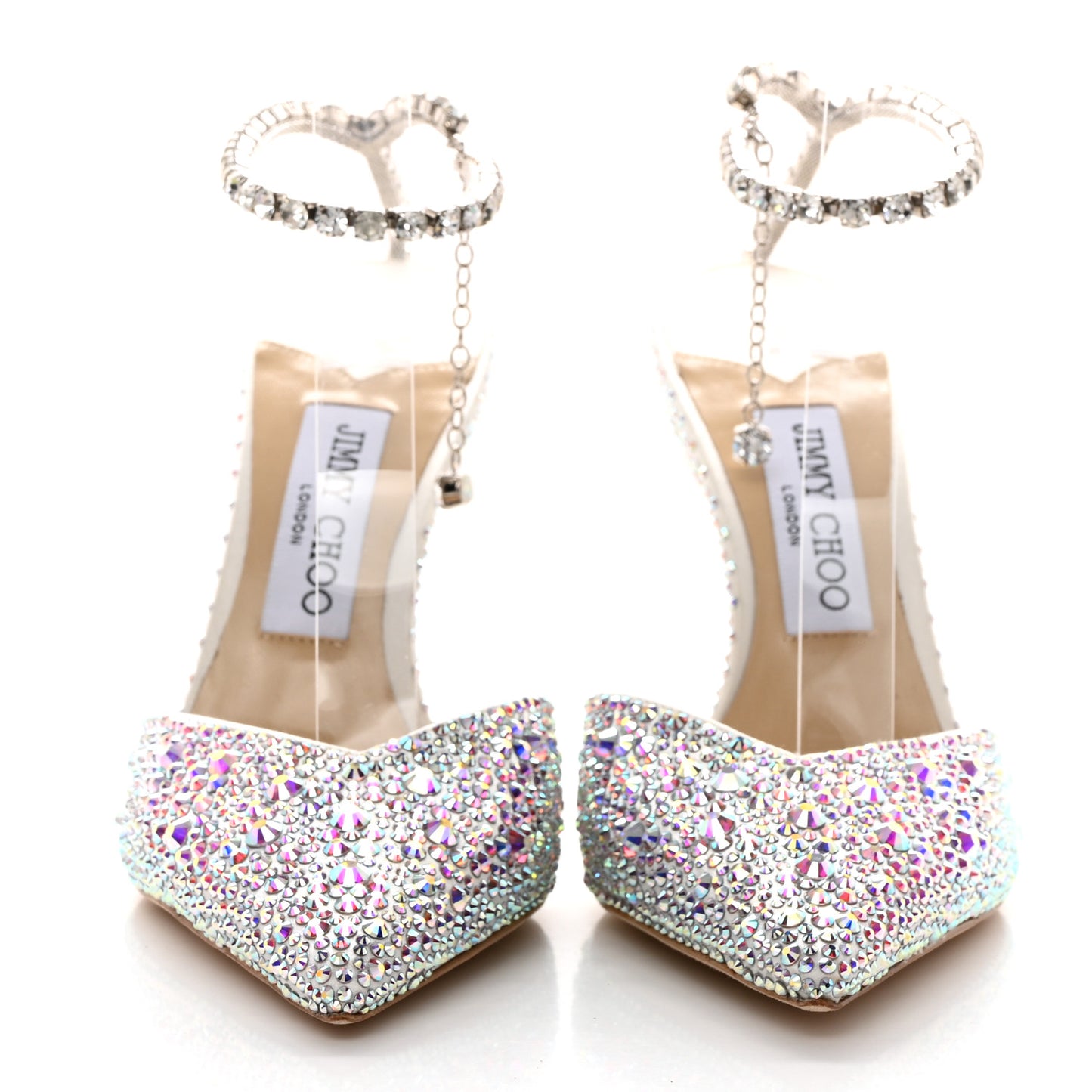 Satin Crystal Saeda 100 Pumps 38 Ivory