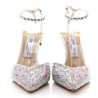 Jimmy Choo Satin Crystal Saeda 100 Pumps 38 Ivory 2 of 8