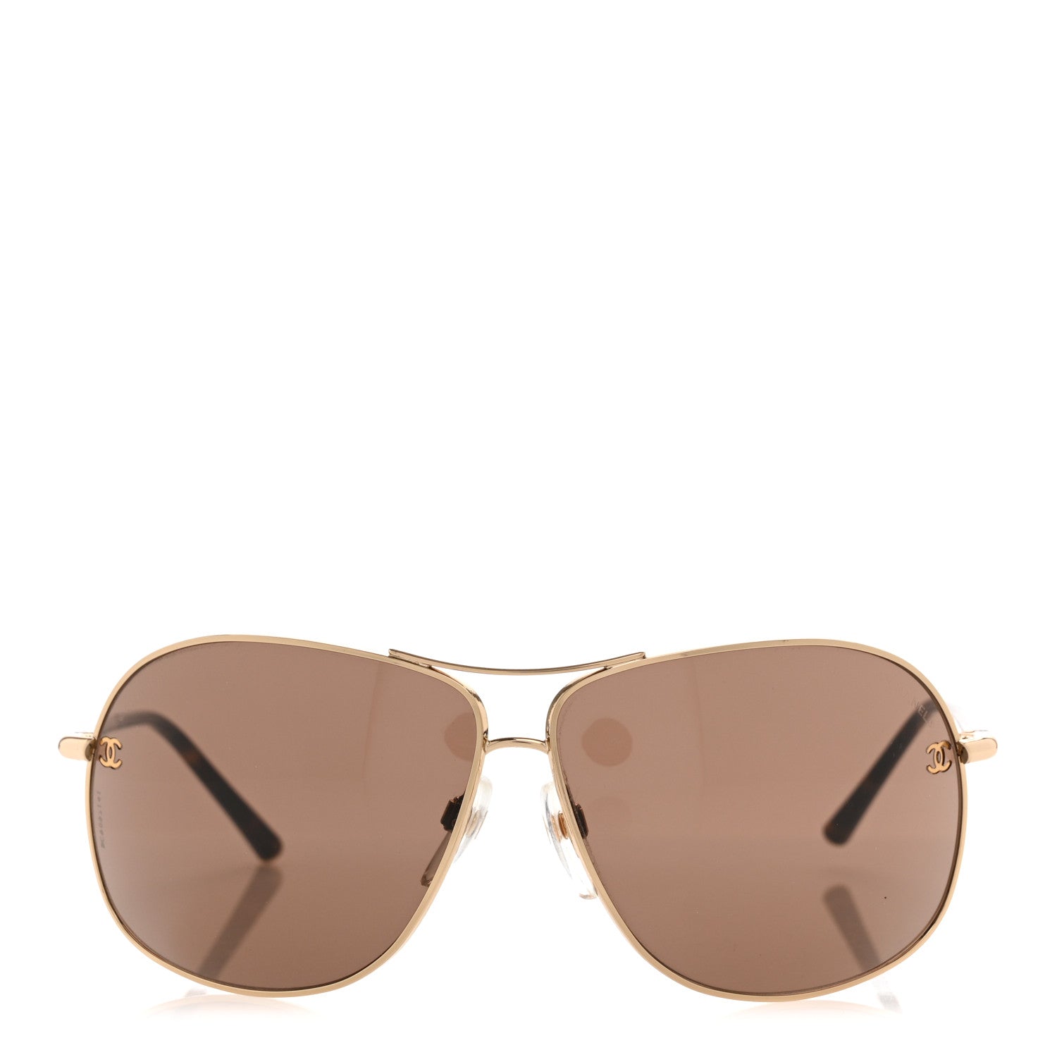 Chanel Metal CC Aviator Sunglasses 4193 Gold Havana 2 of 8