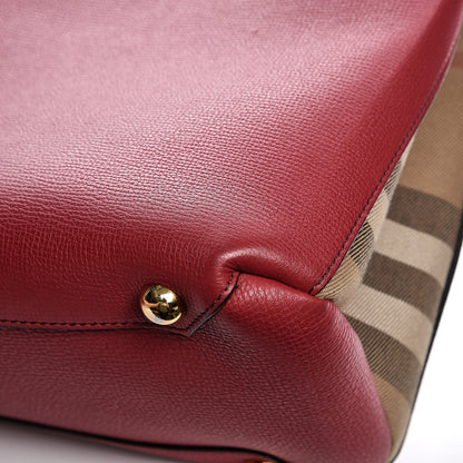 Burberry Derby Calfskin House Check Medium Banner Tote Russet Red 9 of 9
