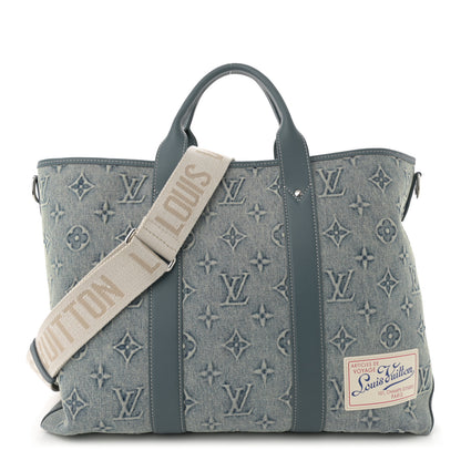 Louis Vuitton Monogram Washed Denim Weekend Tote NM Blue 1 of 10