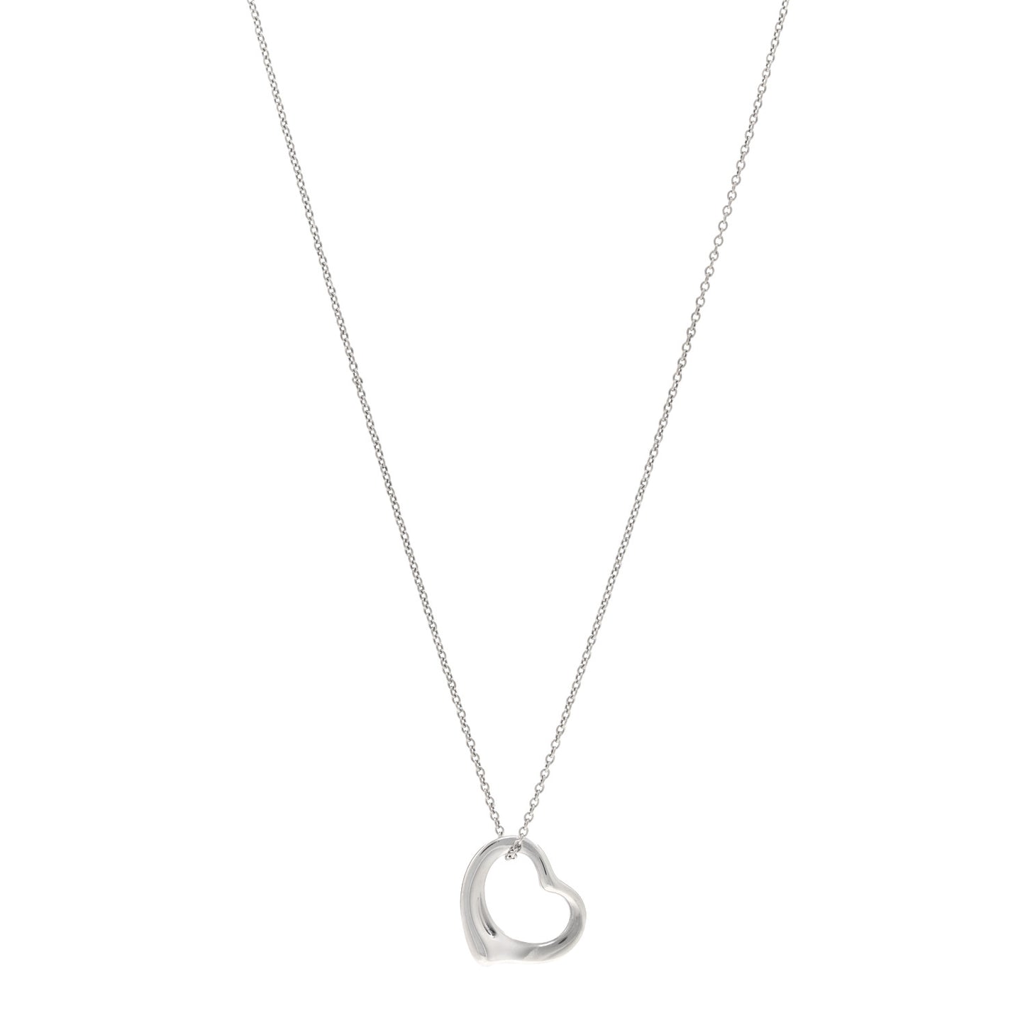 Sterling Silver 16mm Elsa Peretti Open Heart Pendant Necklace