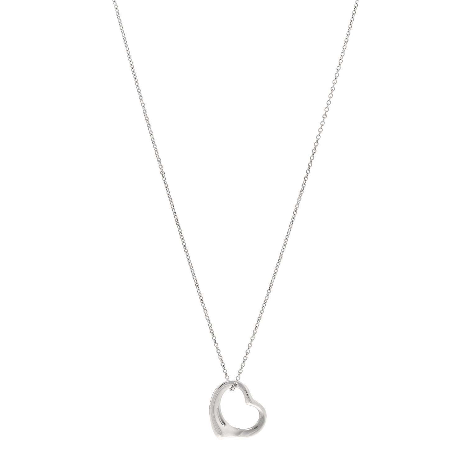 Tiffany Sterling Silver 16mm Elsa Peretti Open Heart Pendant Necklace 1 of 4