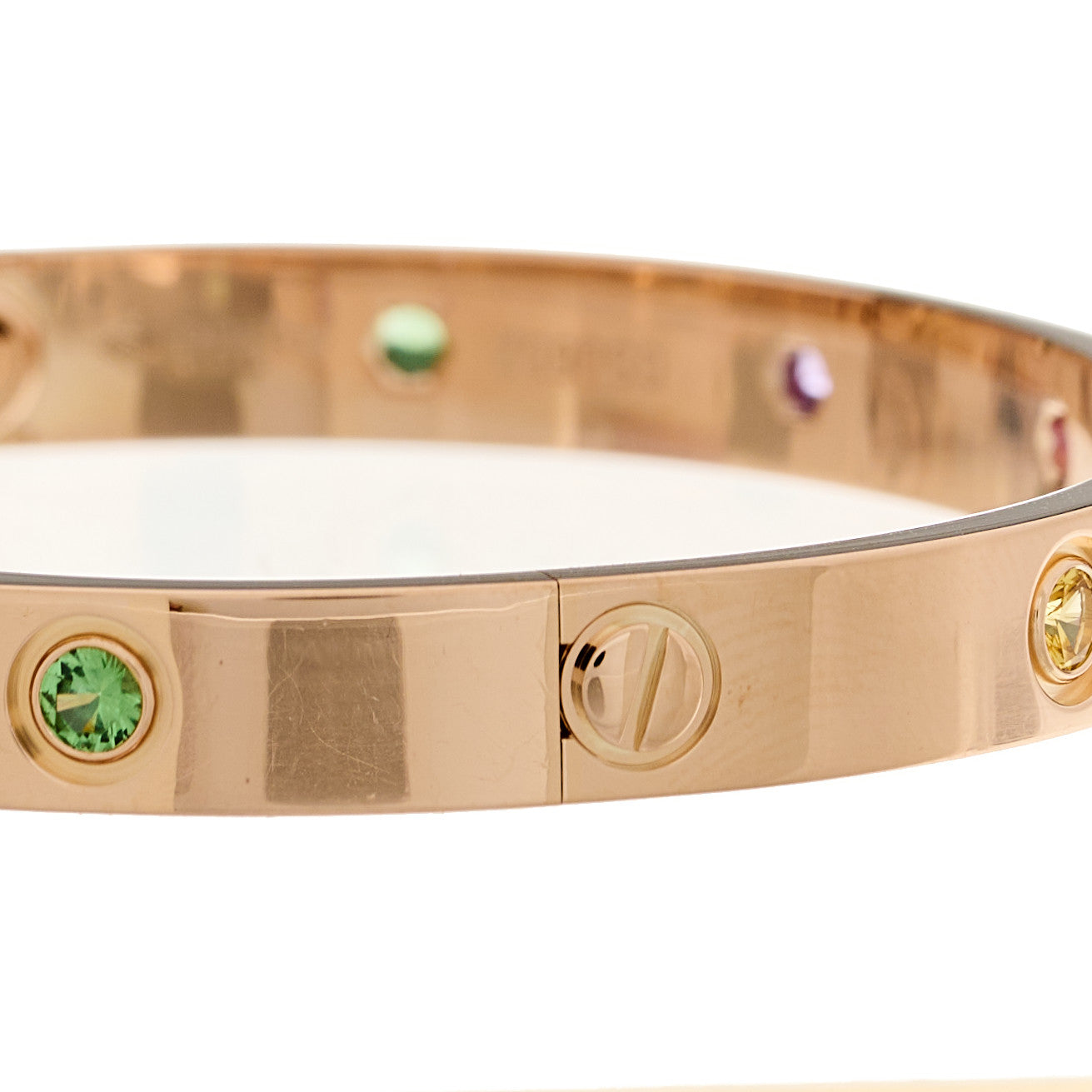 18K Pink Gold Sapphire Garnet Amethyst LOVE Bracelet 17