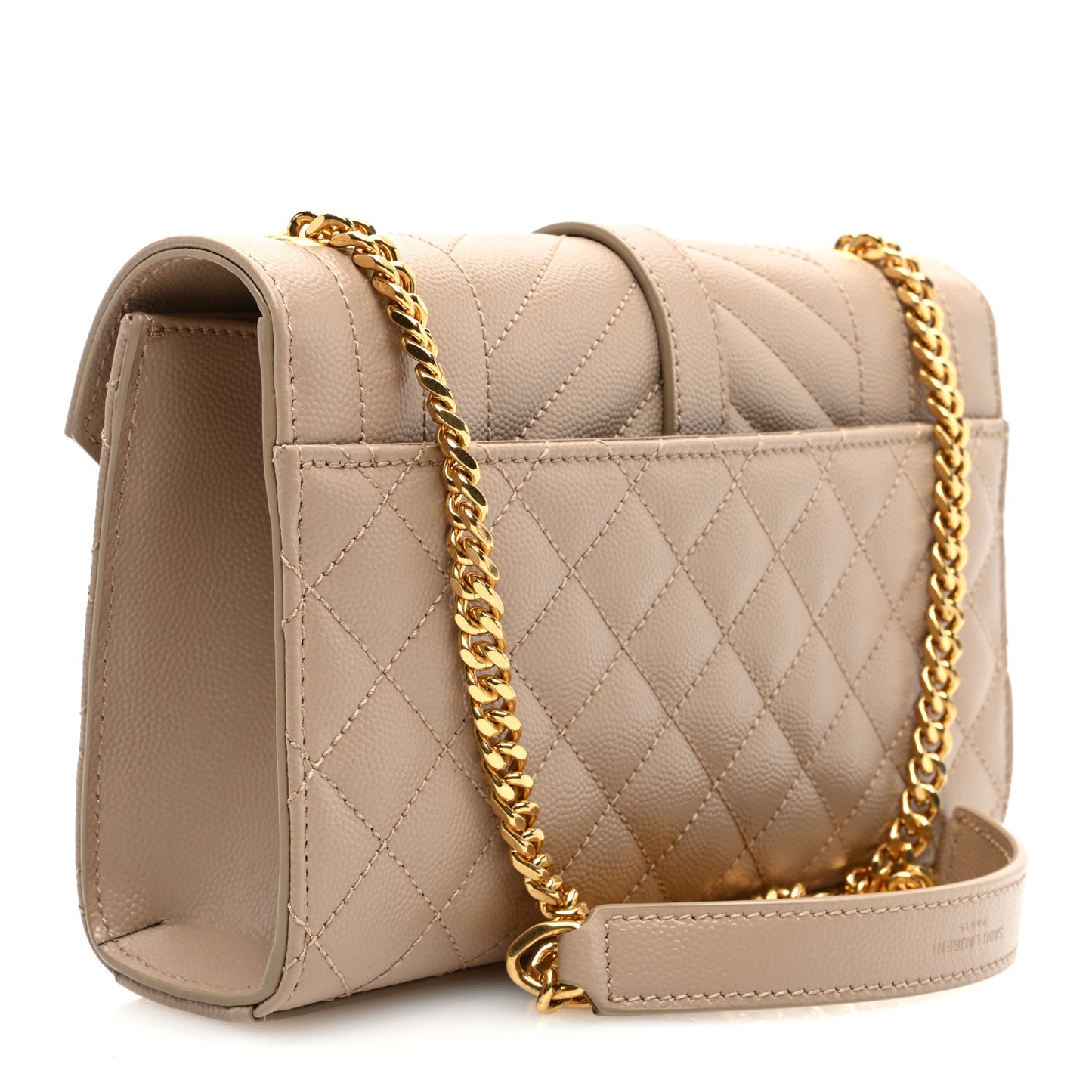 Grain De Poudre Textured Mixed Matelasse Triquilt Small Monogram Satchel Dark Beige