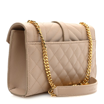 Saint Laurent Grain De Poudre Textured Mixed Matelasse Triquilt Small Monogram Satchel Dark Beige 3 of 9
