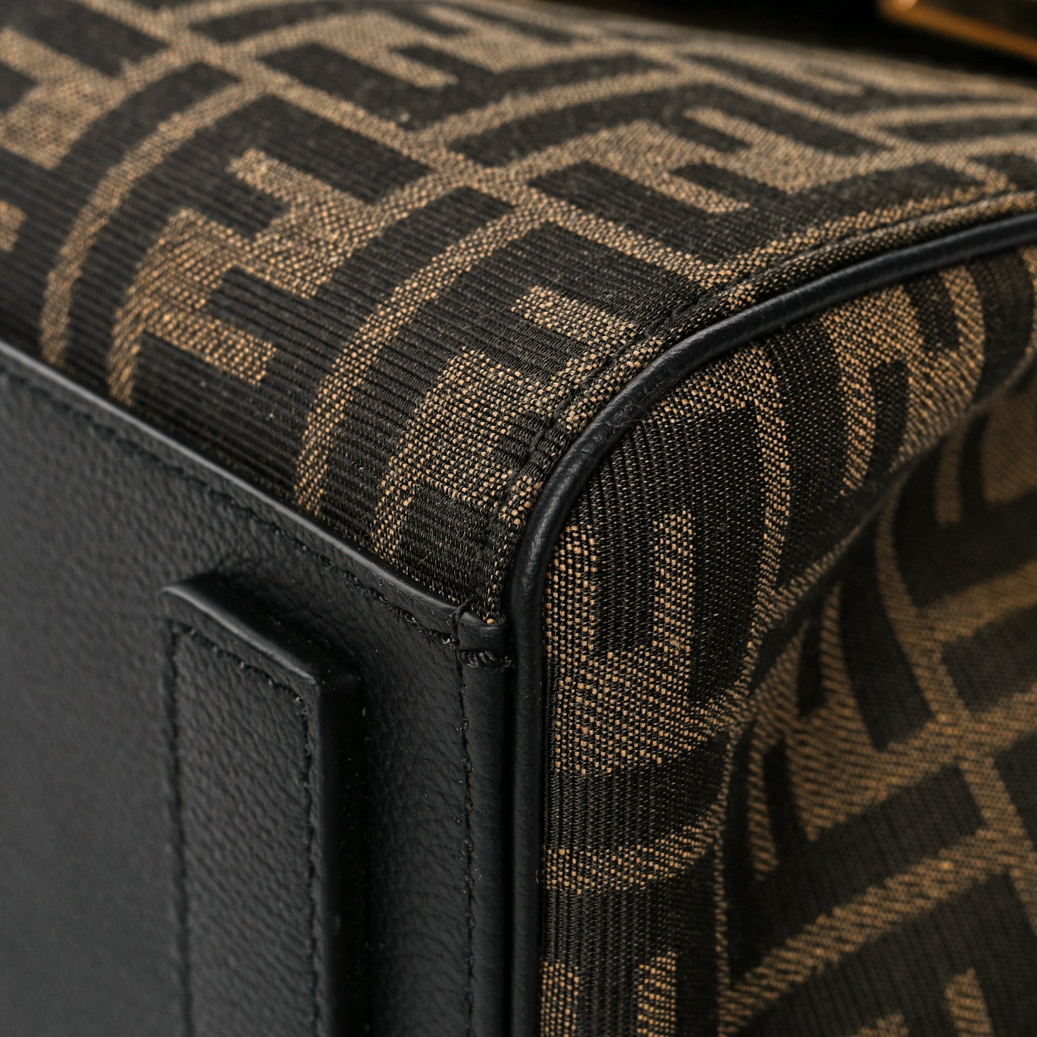 Versace X FENDI Grained Calfskin Fendace Medium La Medusa Top Handle Bag Black Brown 9 of 11