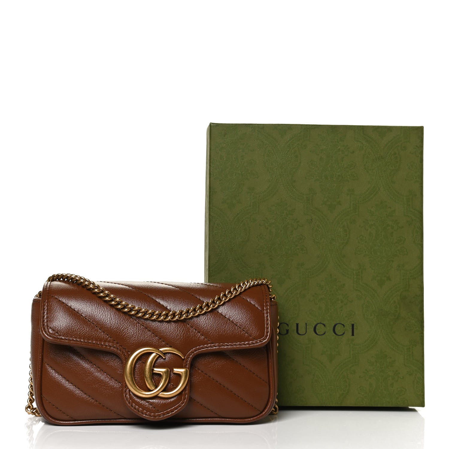 Gucci Azalea Calfskin Matelasse Diagonal Super Mini GG Marmont Shoulder Bag Cuir 13 of 13