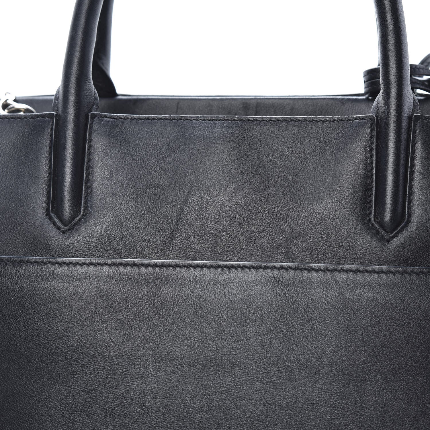 Saint Laurent Grained Calfskin Medium Fringe Cabas Rive Gauche Black 16 of 19