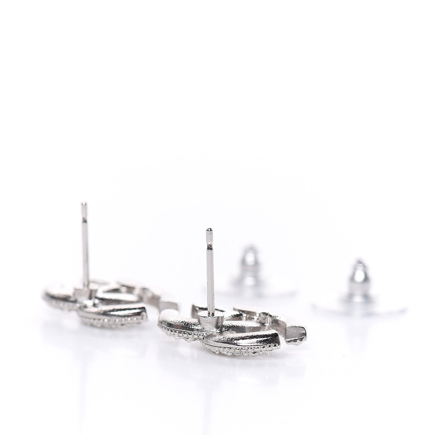 Crystal CC Coco Flapper Earrings Silver