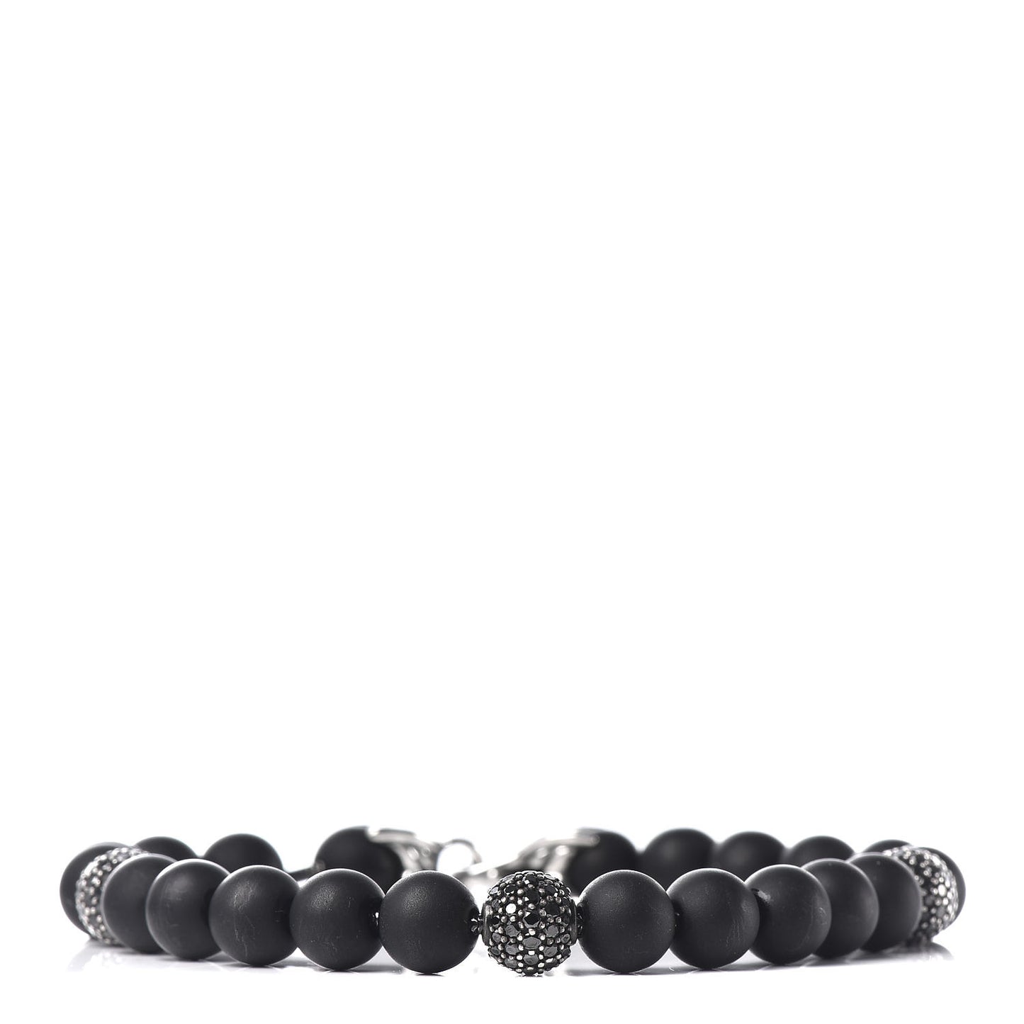 Sterling Silver Black Diamond Onyx 8mm Spiritual Beads Bracelet