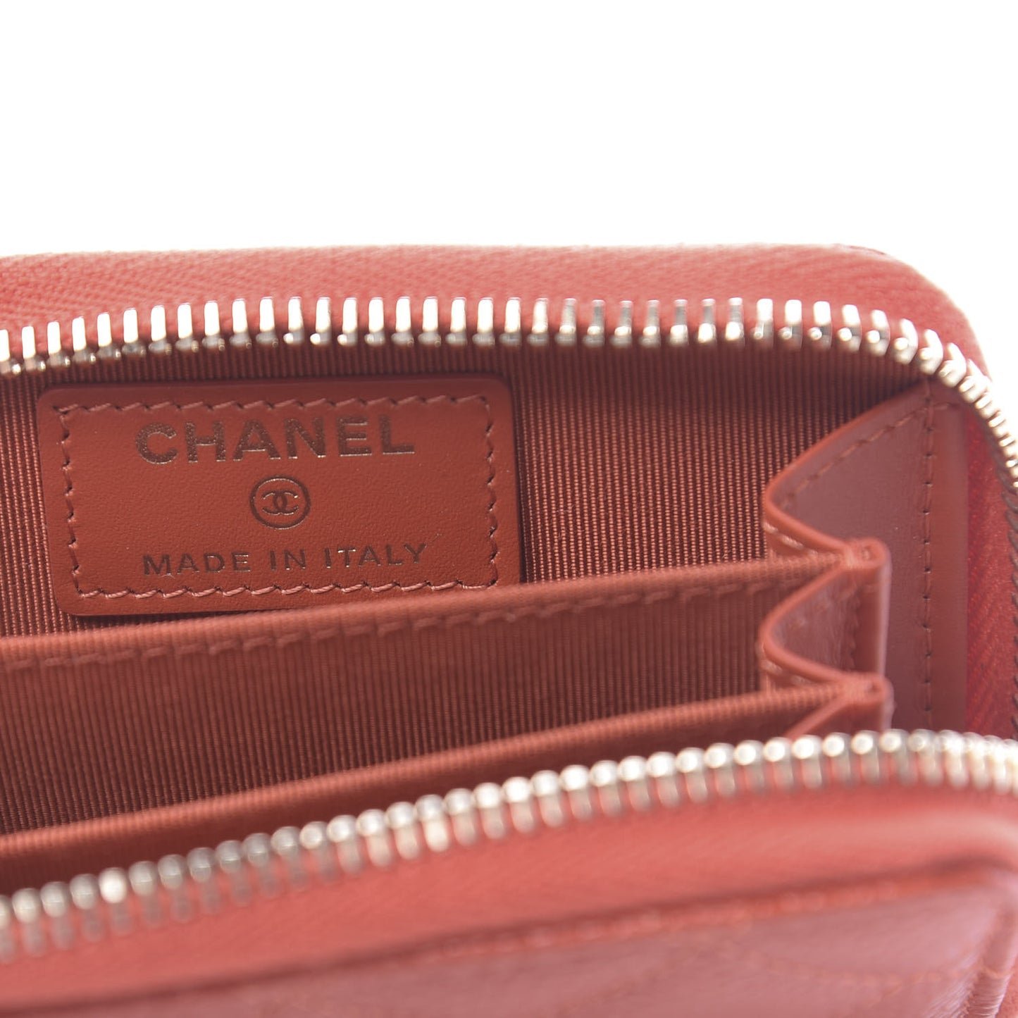 Pearly Caviar Quilted Zip Coin Purse Orange