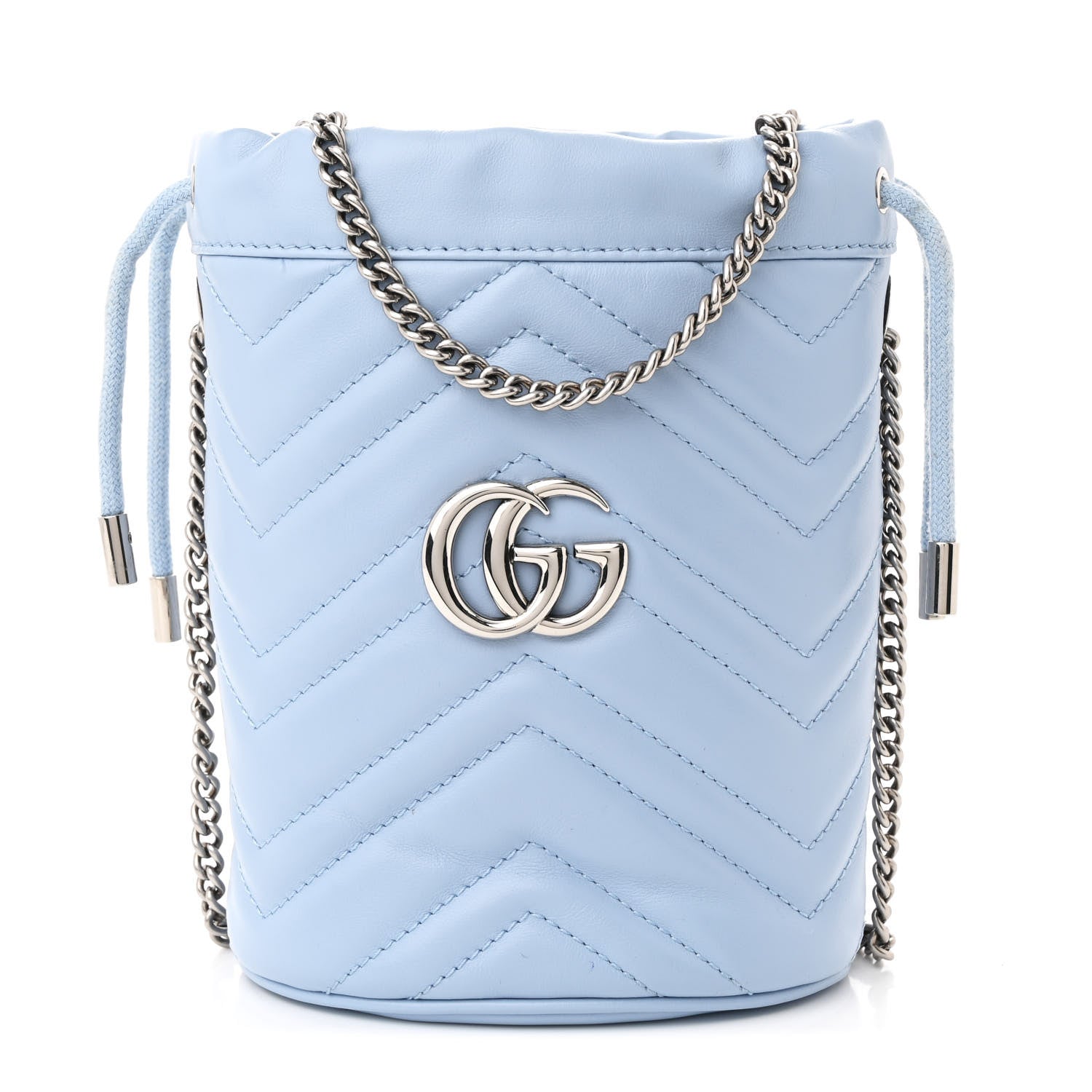 Gucci Calfskin Matelasse Mini GG Marmont 2.0 Bucket Bag Porcelain Light Blue 1 of 11