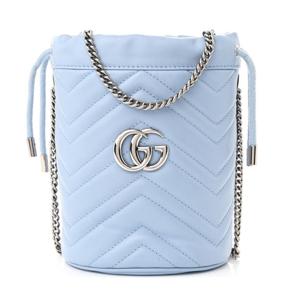 Gucci Calfskin Matelasse Mini GG Marmont 2.0 Bucket Bag Porcelain Light Blue 1 of 11