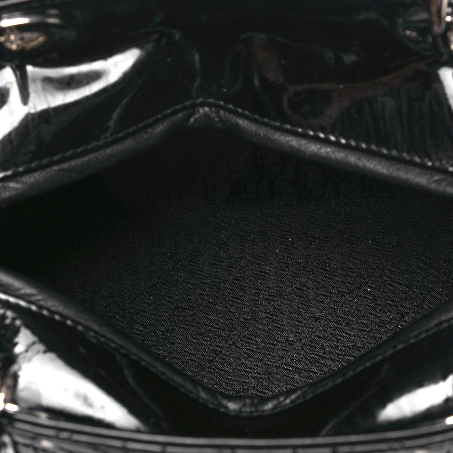 Patent Cannage Stitched Medium Lady Dior Black