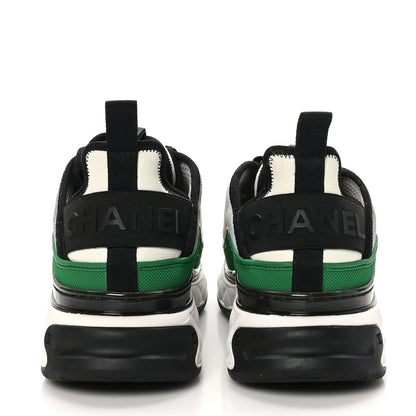 Chanel Suede Calfskin Mixed Fibers CC Sneakers 39 Ivory Green Light Blue 38 Ivory Green Light Blue 6 of 11