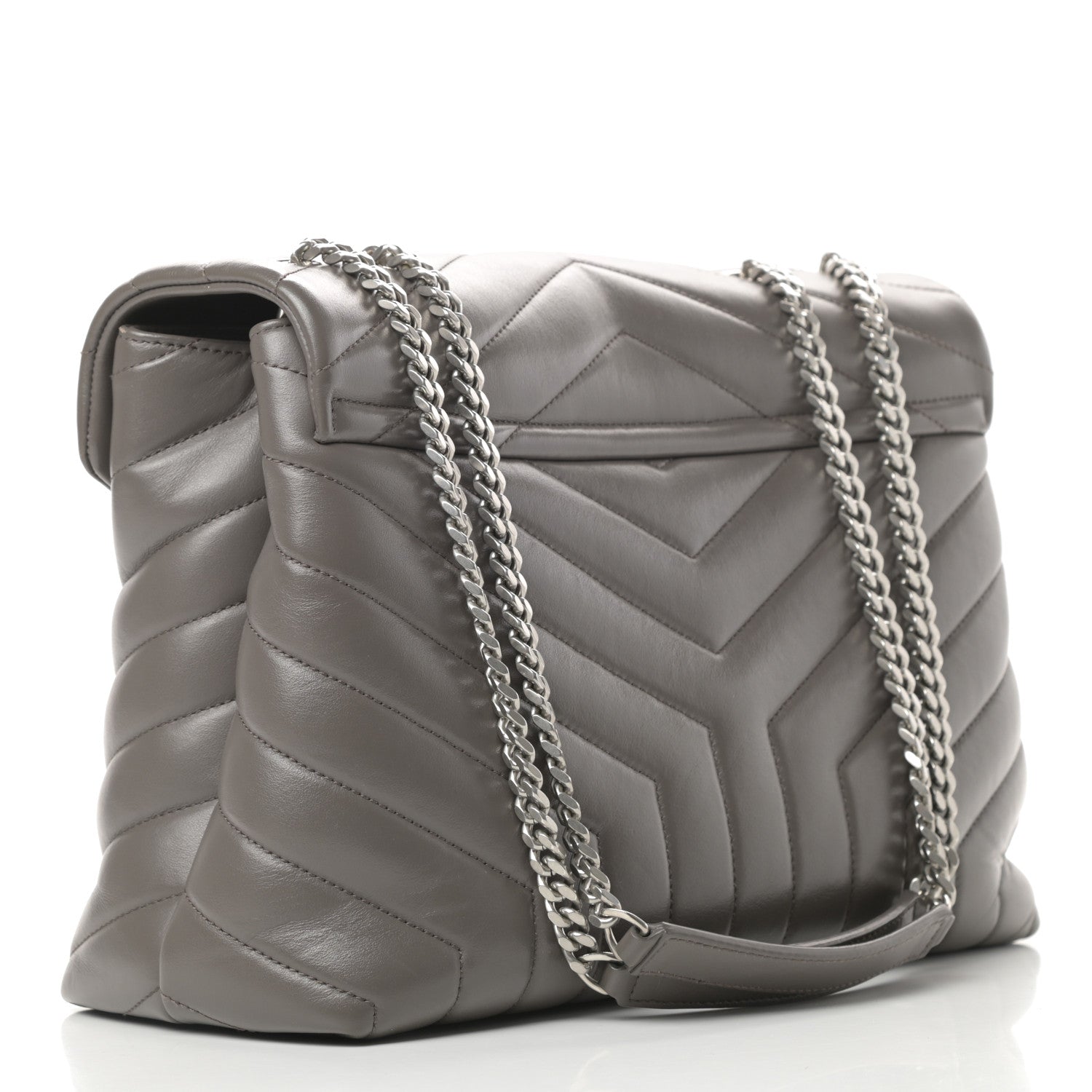 Saint Laurent Calfskin Y Quilted Monogram Medium Loulou Chain Satchel Earth 3 of 12