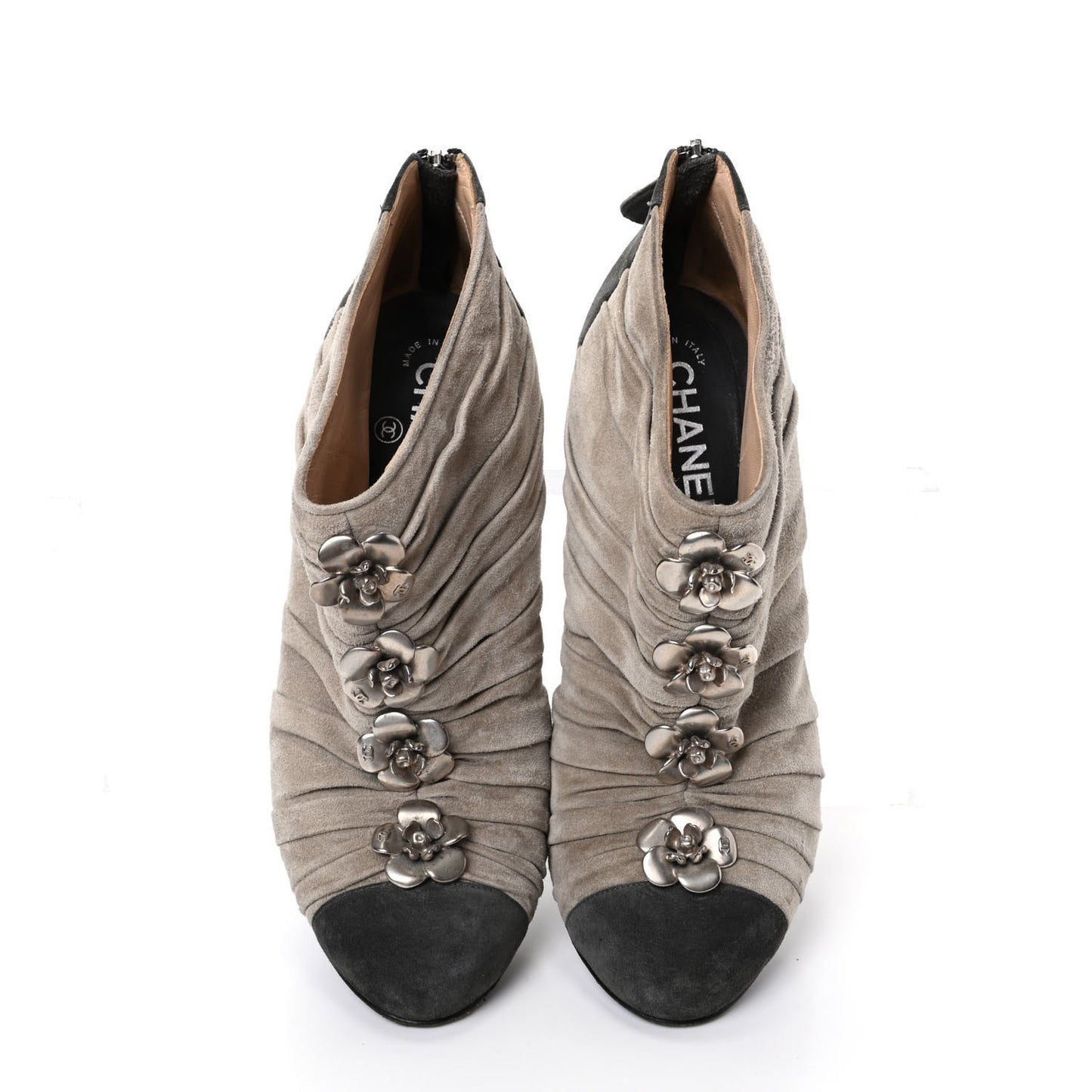 Suede Cap Toe Camellia Short Boots 40 Grey
