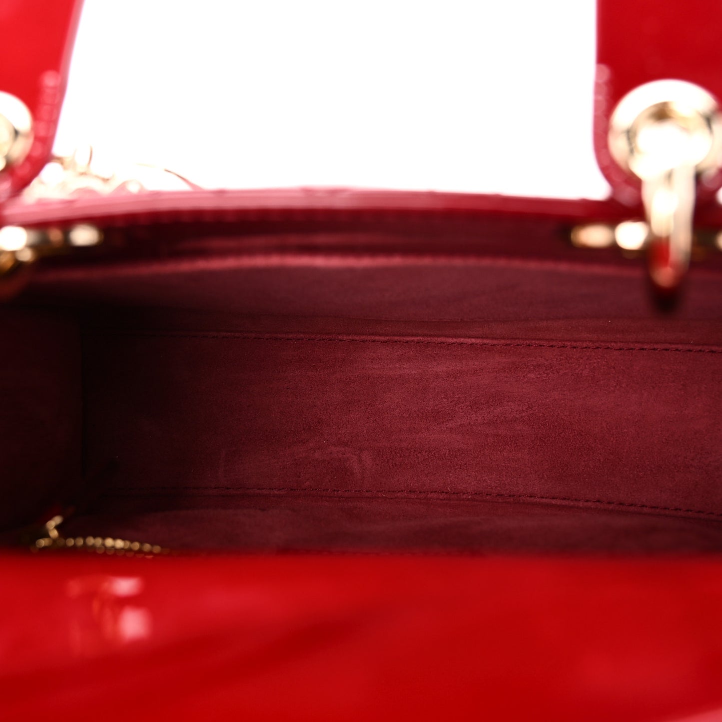 Patent Cannage Small Lady Dior Cherry Red
