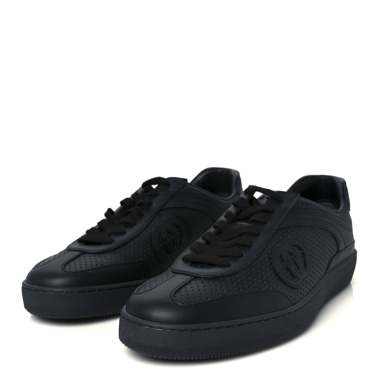 Calfskin Perforated Mens G75 Sneakers 9 Black