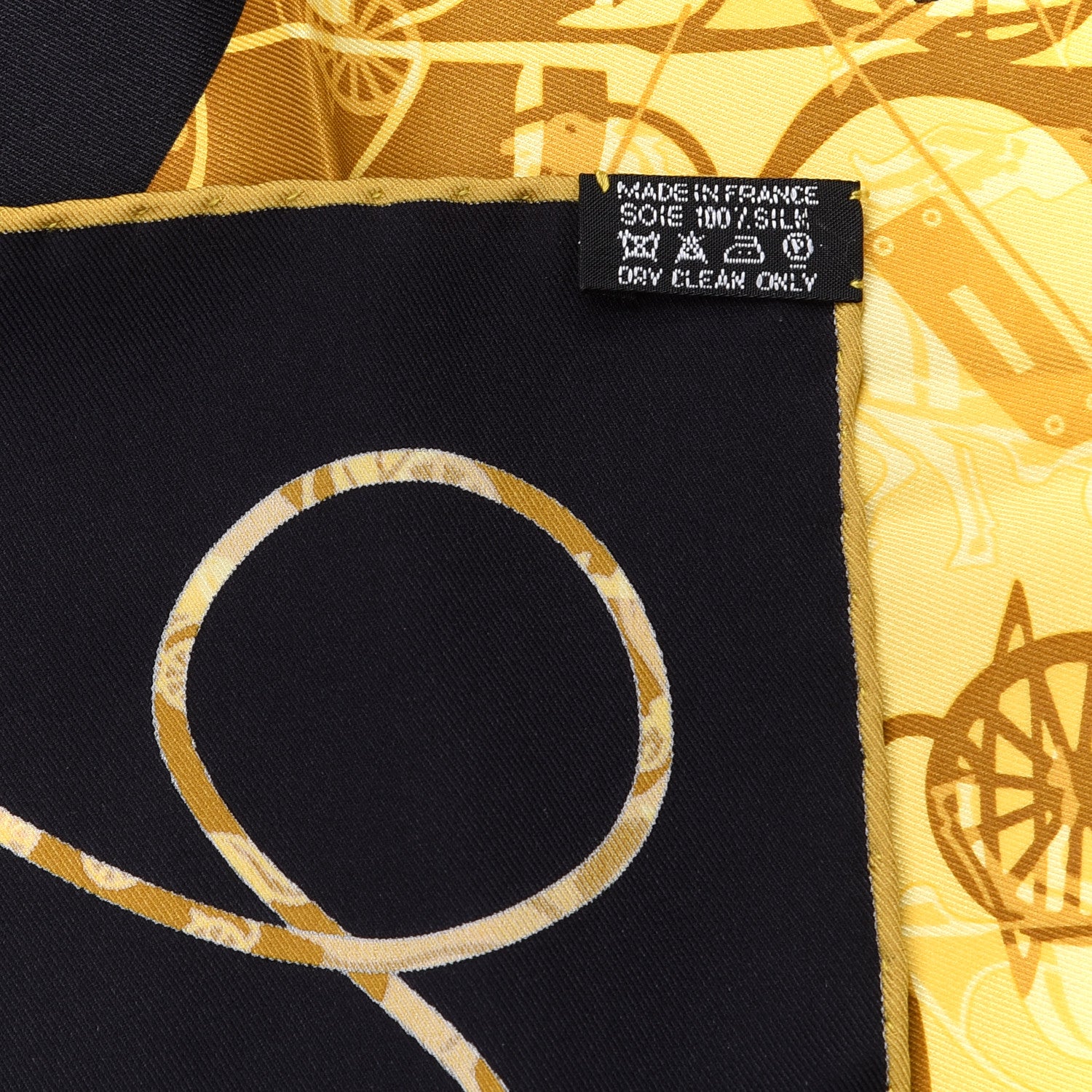 Hermes Silk Kelly En Caleche Scarf 70 Black Jaune Citron 3 of 4