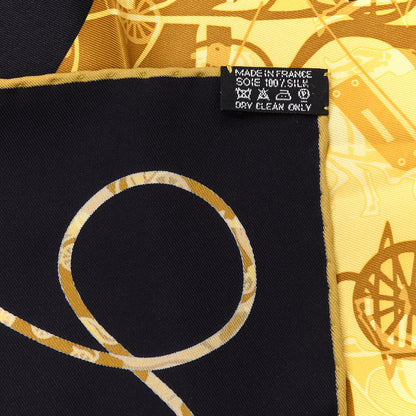 Hermes Silk Kelly En Caleche Scarf 70 Black Jaune Citron 3 of 4
