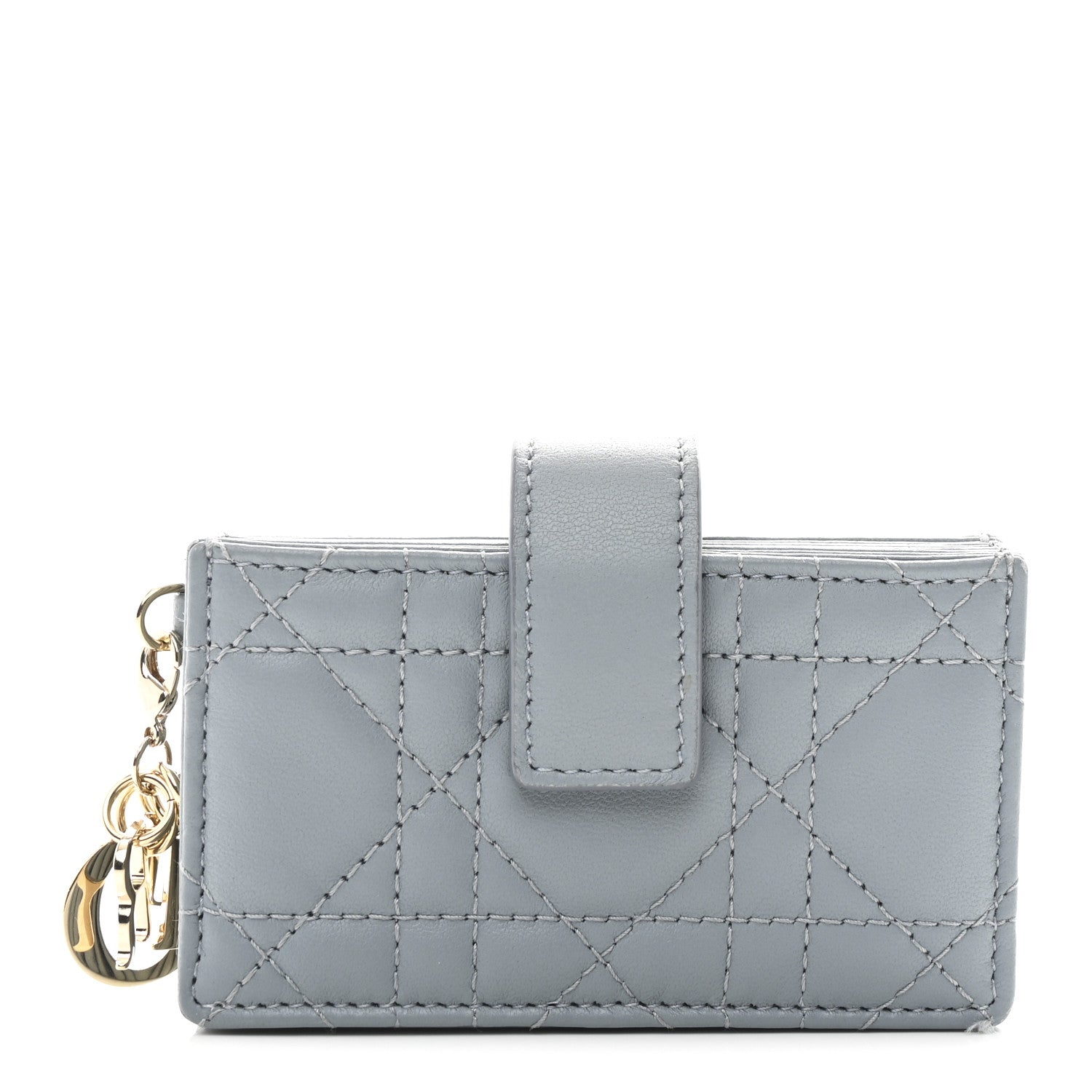 Christian Dior Lambskin Cannage Lady Dior 5-Gusset Card Holder Cloud Blue 1 of 8