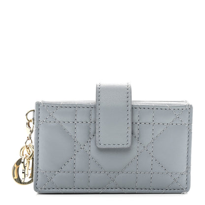 Christian Dior Lambskin Cannage Lady Dior 5-Gusset Card Holder Cloud Blue 1 of 8
