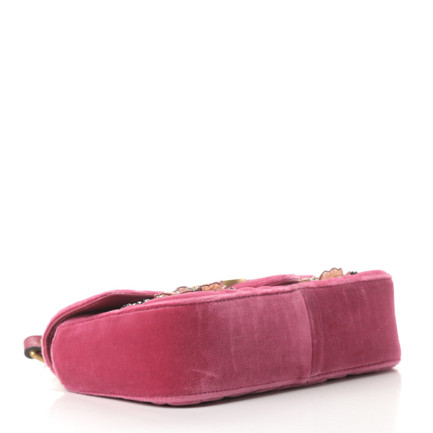 Gucci Velvet Matelasse Embroidered Mini GG Marmont Shoulder Bag Light Raspberry Rose 4 of 12