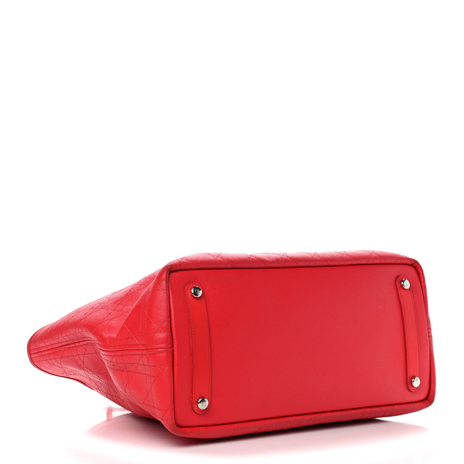 Christian Dior Coated Canvas Cannage Panarea Shopping Tote Red 3 of 5