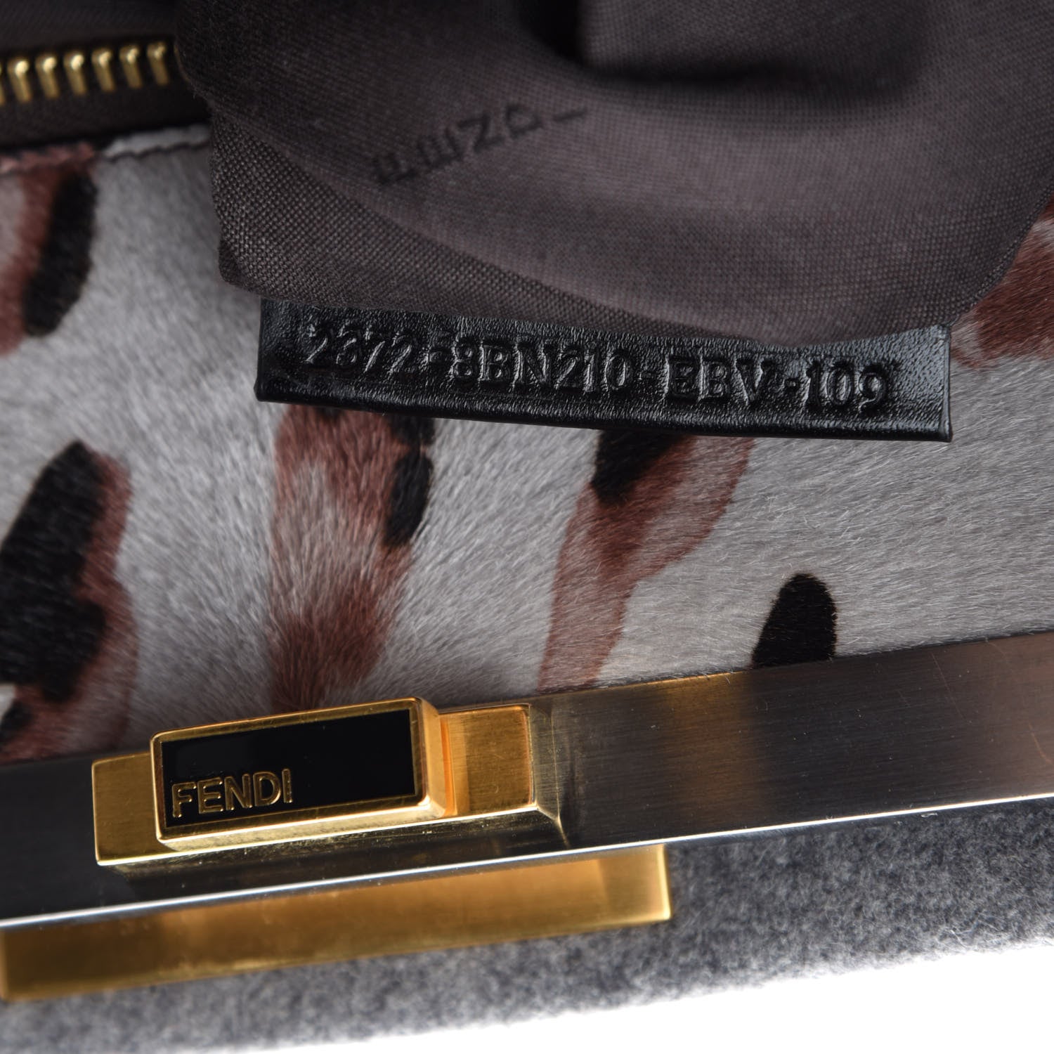 Fendi Flannel Large Peekaboo Iconic Satchel Grey 10 of 11