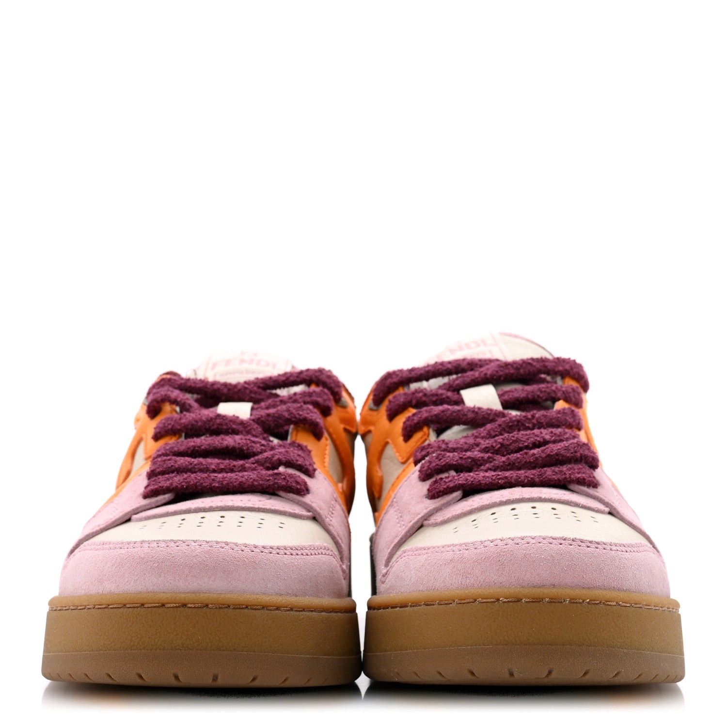Fendi Suede Vitello Fendi Match Low Top Sneakers 40 Milk Clementine Verla 3 of 10