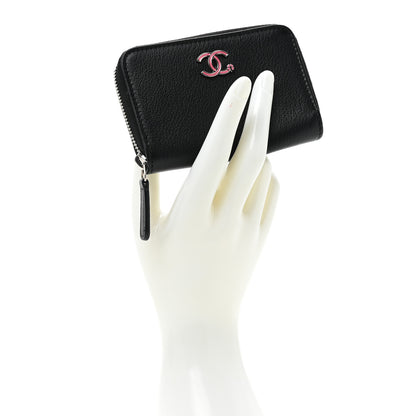 Chanel Goatskin Camellia Zip Coin Purse Black 2 of 12