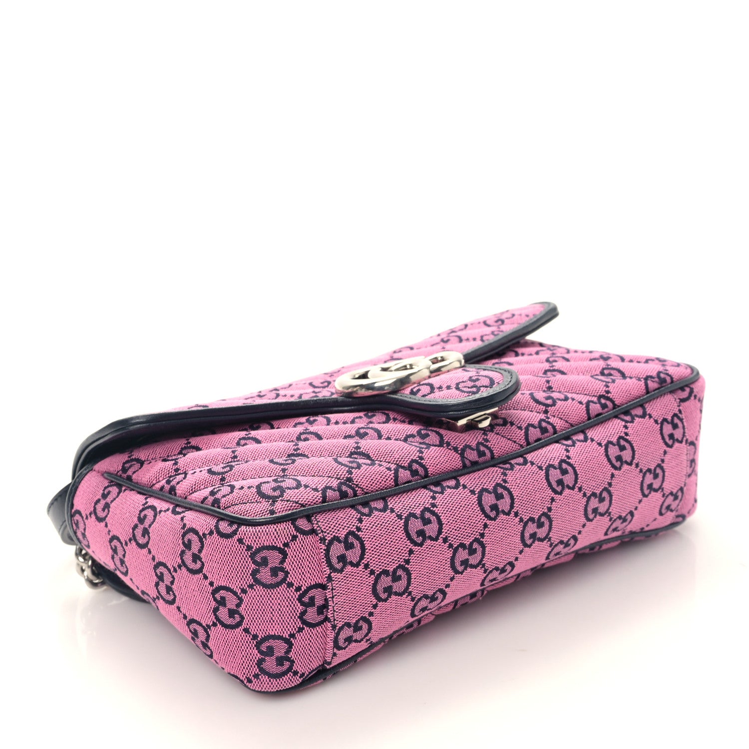 Gucci Monogram Multicolor Matelasse Diagonal Small GG Marmont Shoulder Bag Pink Blue 4 of 9