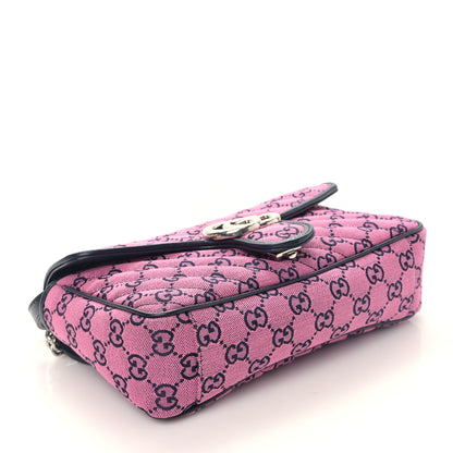Gucci Monogram Multicolor Matelasse Diagonal Small GG Marmont Shoulder Bag Pink Blue 4 of 9