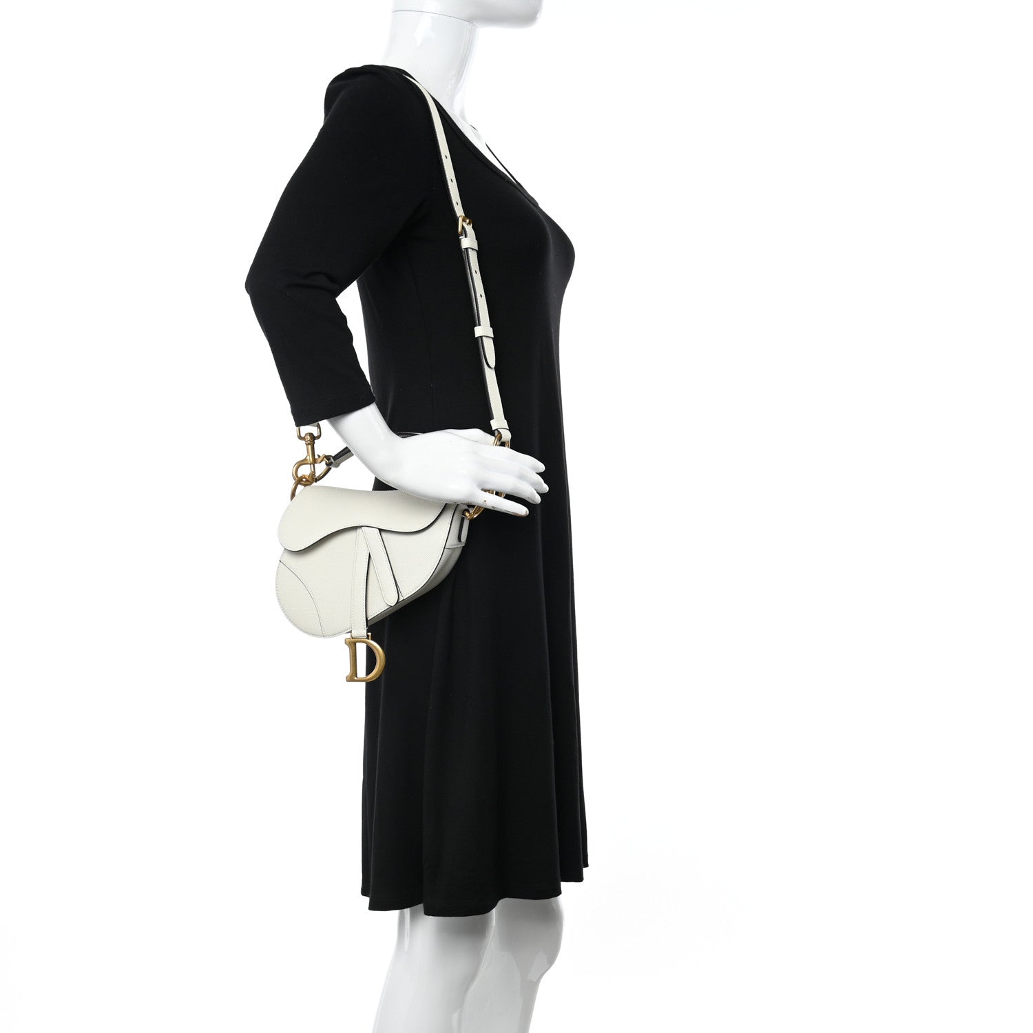 Christian Dior Grained Calfskin Mini Saddle Bag With Strap White 2 of 9