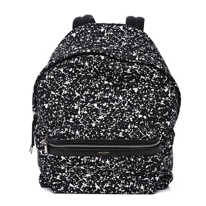 Saint Laurent Printed Canvas Hunting Backpack Black White 1 of 12