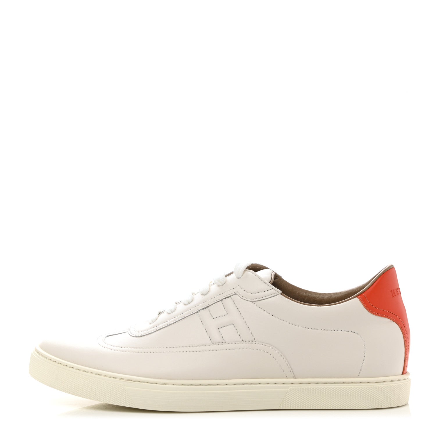 Hermes Calfskin Mens Quicker Sneakers 45 White Orange 1 of 9