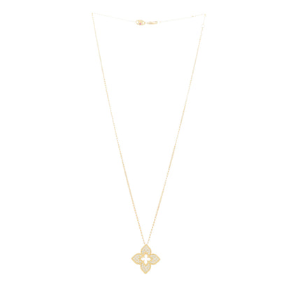 Roberto Coin 18K Yellow Gold Diamond Medium Venetian Princess Flower Pave Pendant Necklace 3 of 5