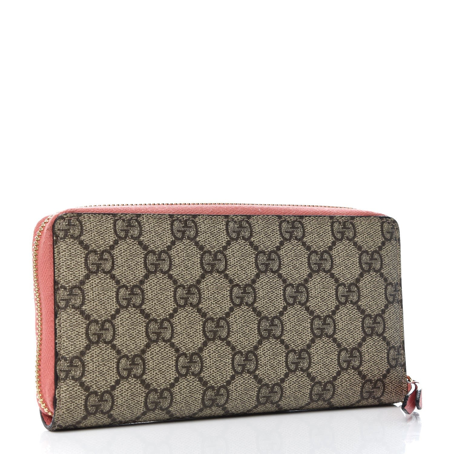Gucci GG Supreme Monogram Embroidered Face Zip Around Wallet Pink 3 of 8