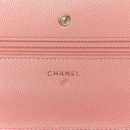 Chanel Iridescent Caviar Quilted Wallet on Chain WOC Rose Pink 6 of 12