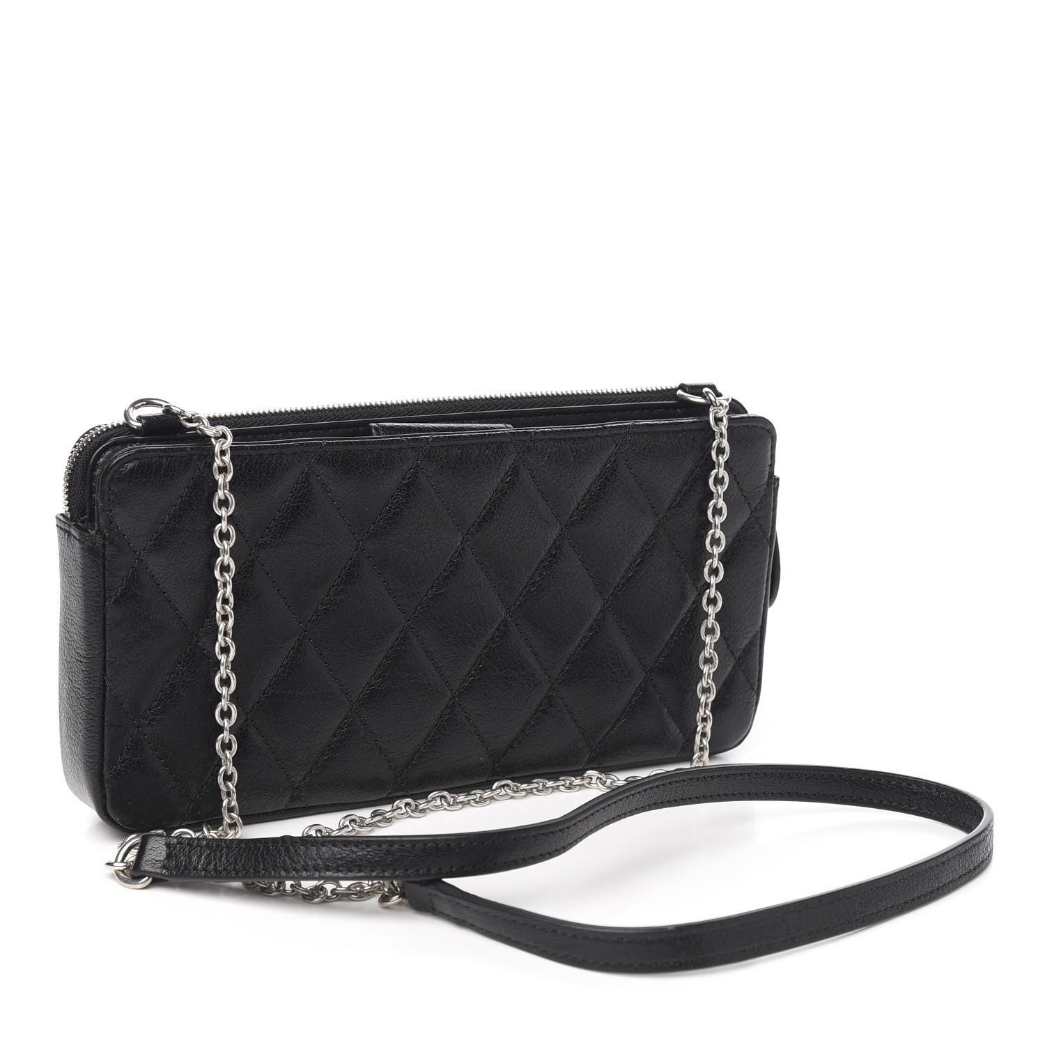 Mulberry Shiny Buffalo Quilted Plaque Wallet on Chain Black 2 of 9