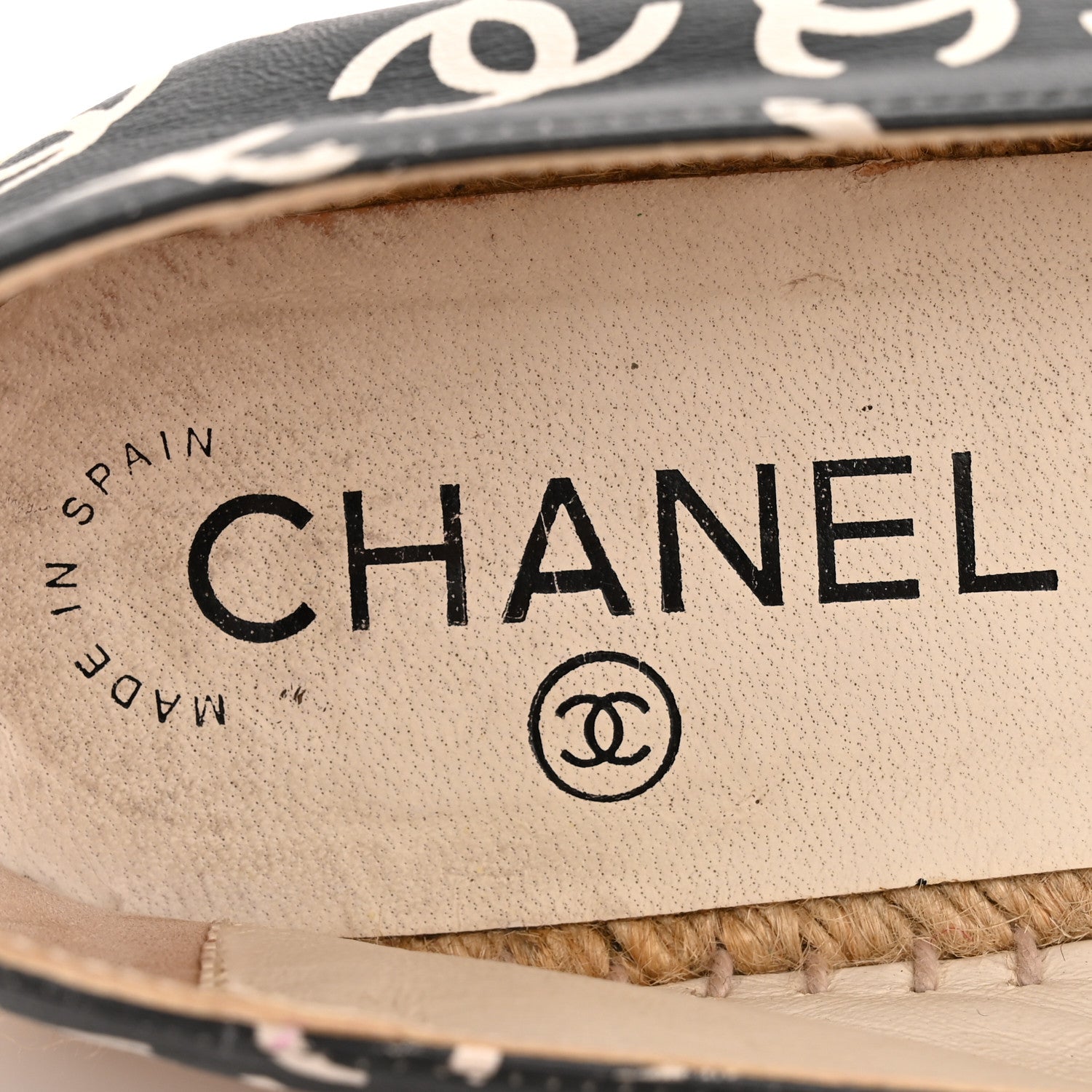 Chanel Lambskin Printed CC Espadrilles 38 Black White 8 of 11
