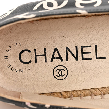 Chanel Lambskin Printed CC Espadrilles 38 Black White 8 of 11