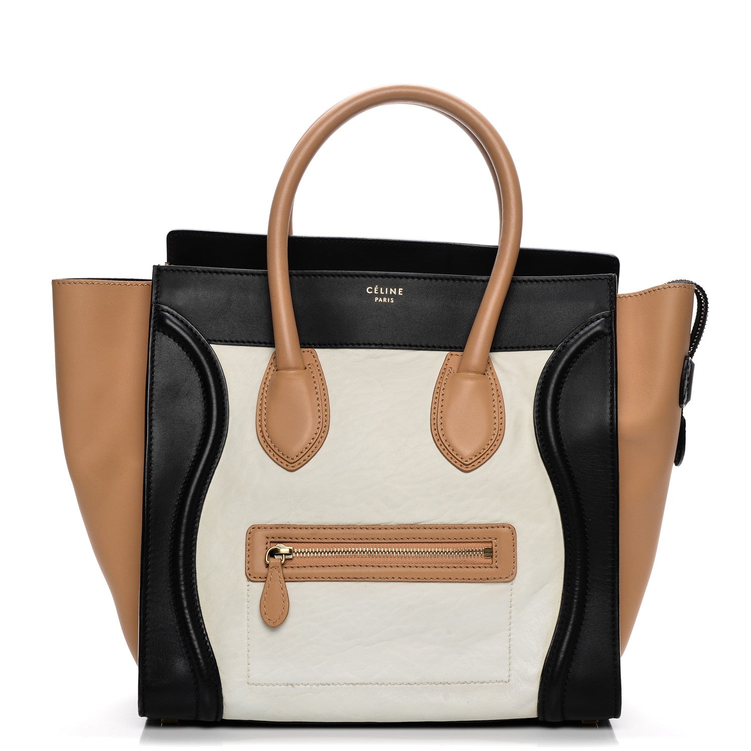 Celine Shrunken Lambskin Mini Tri-Color Luggage White 1 of 10