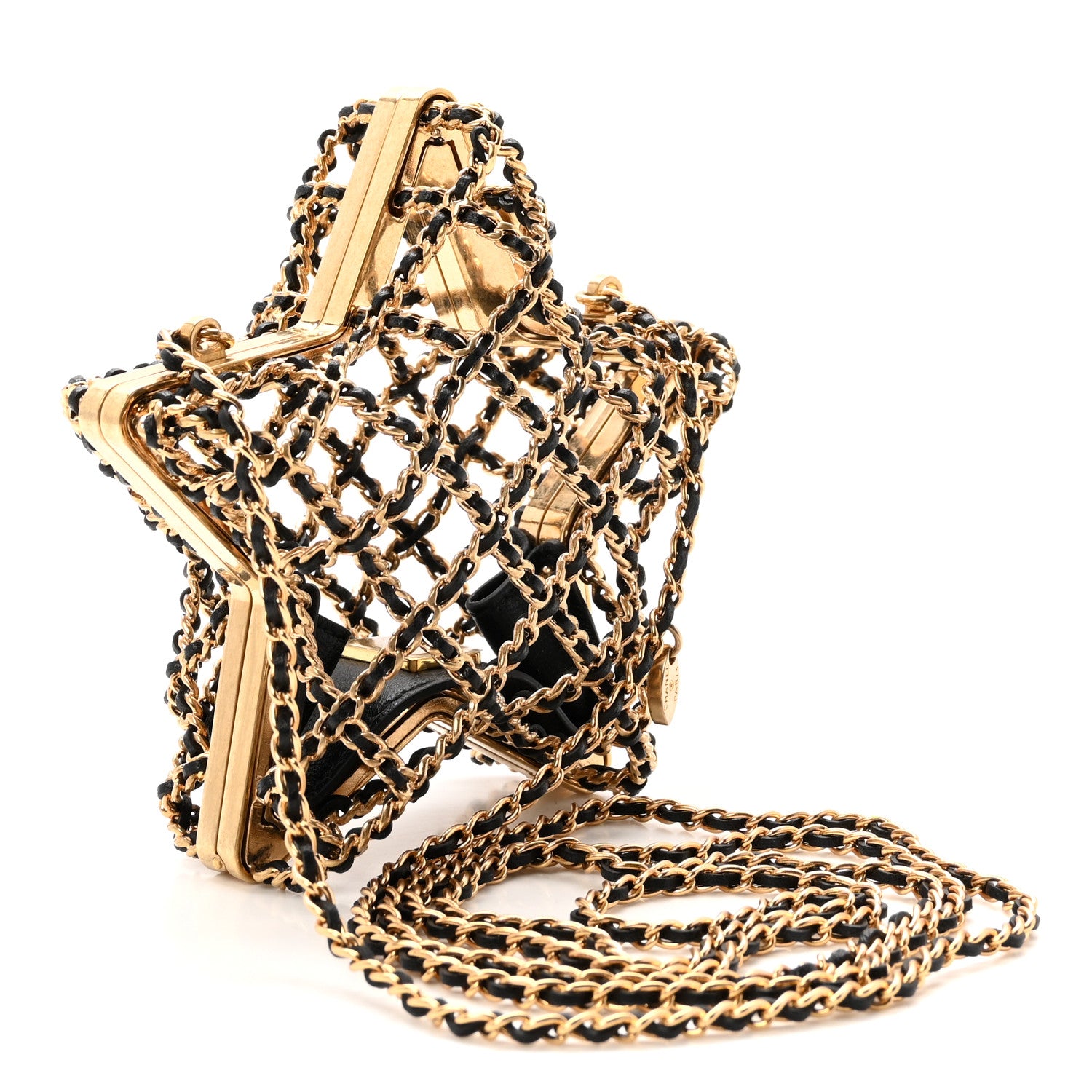 Chanel Metal CC Star Minaudiere Crossbody Gold Black 3 of 10