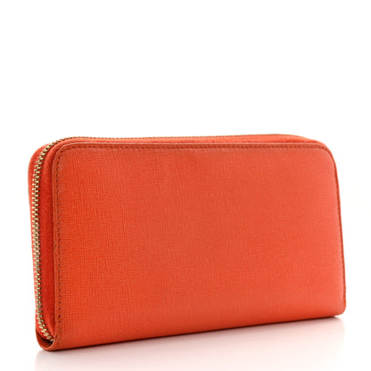 Fendi Vitello Elite Zip Around Wallet Arancio 3 of 12