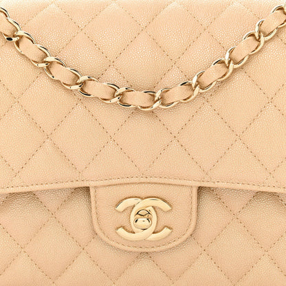 Chanel Iridescent Caviar Quilted Medium Double Flap Beige 8 of 11