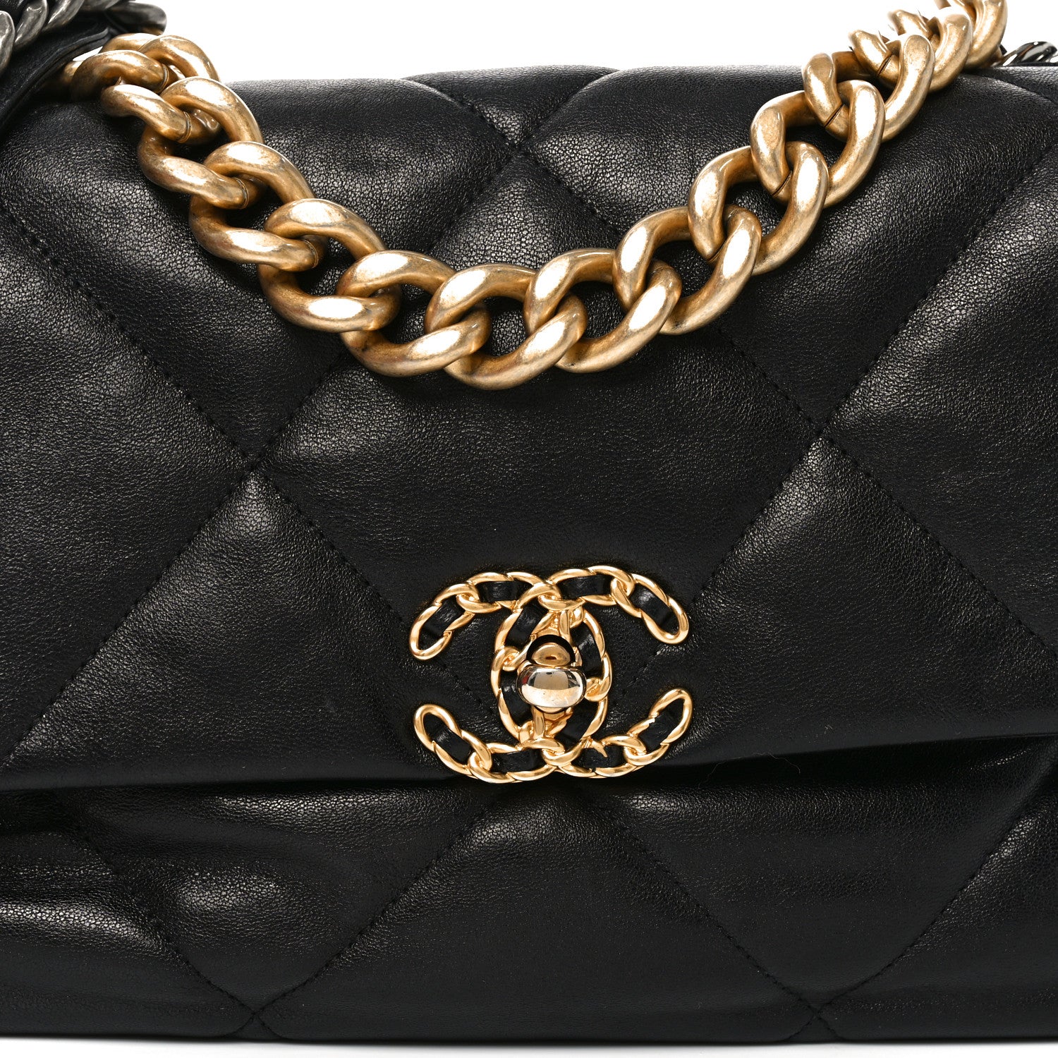Chanel Goatskin Quilted Large Chanel 19 Flap Black 8 of 11