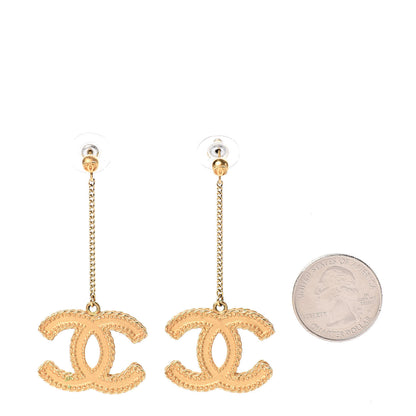 Chanel CC Drop Earrings Matte Gold 2 of 7
